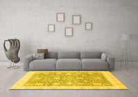 Machine Washable Oriental Yellow Traditional Rug, wshabs3834yw