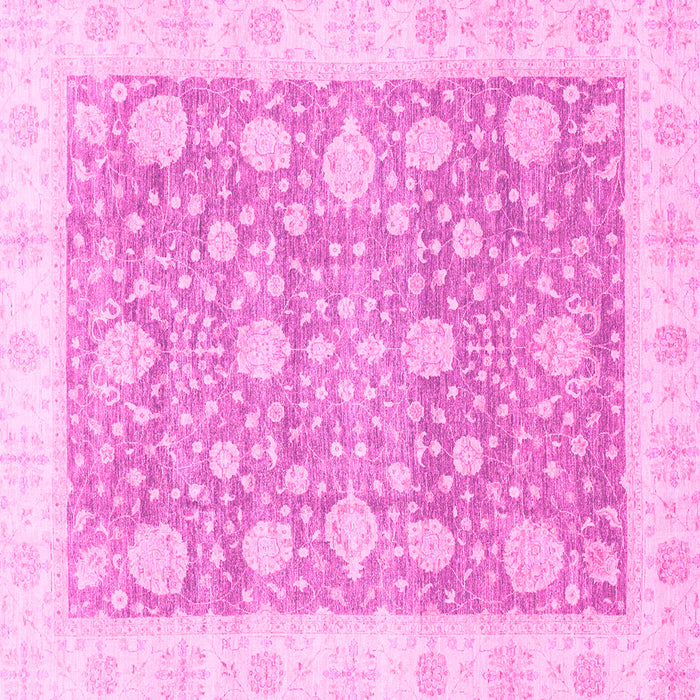 Square Machine Washable Oriental Pink Traditional Rug, wshabs3834pnk