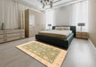 Machine Washable Abstract Brown Gold Rug in a Bedroom, wshabs3834