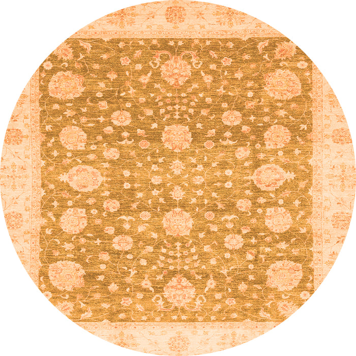 Round Oriental Orange Traditional Rug, abs3834org