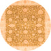 Round Oriental Orange Traditional Rug, abs3834org