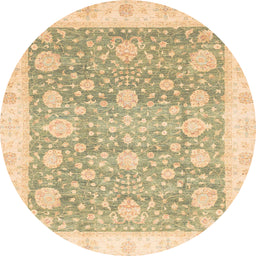 Round Machine Washable Abstract Brown Gold Rug, wshabs3834