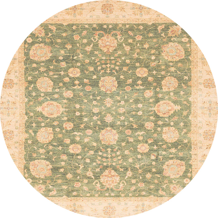 Round Machine Washable Abstract Brown Gold Rug, wshabs3834
