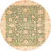 Round Machine Washable Abstract Brown Gold Rug, wshabs3834
