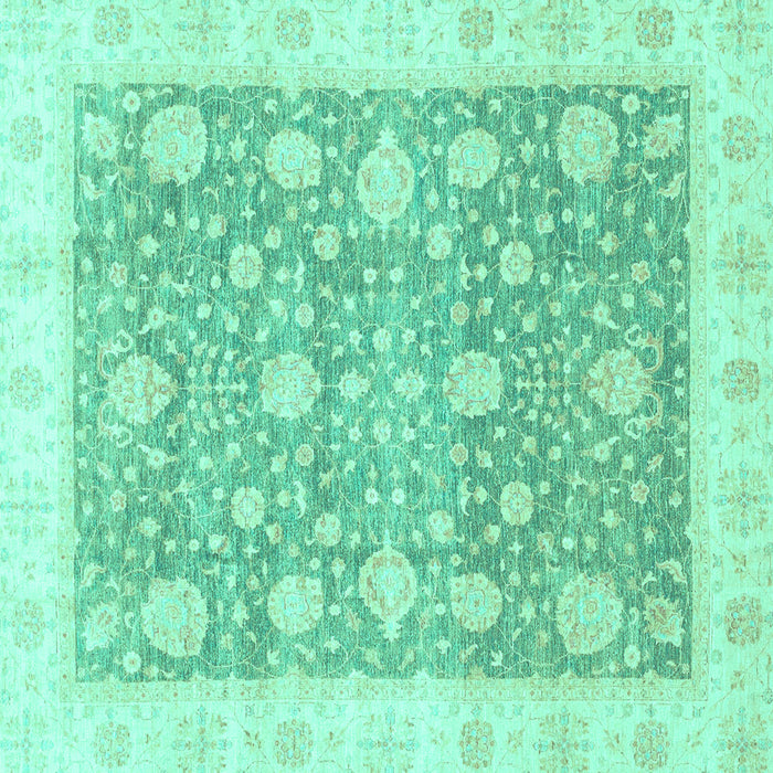 Square Machine Washable Oriental Turquoise Traditional Area Rugs, wshabs3834turq