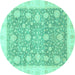 Round Oriental Turquoise Traditional Rug, abs3834turq