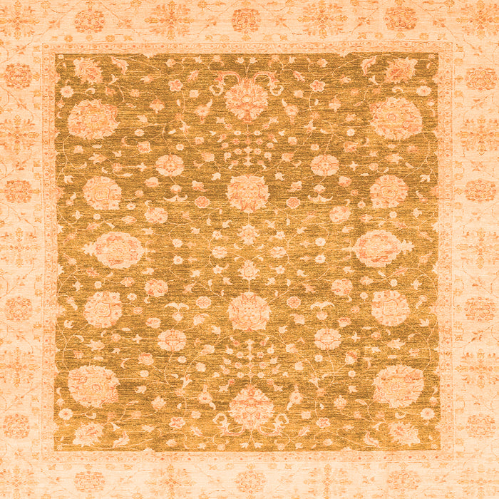 Square Machine Washable Oriental Orange Traditional Area Rugs, wshabs3834org