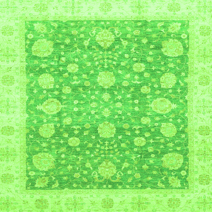 Square Machine Washable Oriental Green Traditional Area Rugs, wshabs3834grn