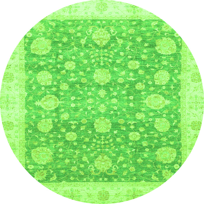 Round Machine Washable Oriental Green Traditional Area Rugs, wshabs3834grn