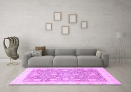 Machine Washable Oriental Purple Traditional Area Rugs in a Living Room, wshabs3834pur