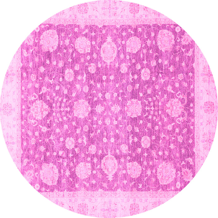 Round Oriental Pink Traditional Rug, abs3834pnk