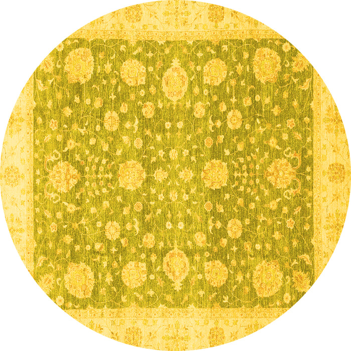 Round Oriental Yellow Traditional Rug, abs3834yw