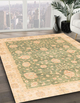 Machine Washable Abstract Brown Gold Rug in a Family Room, wshabs3834