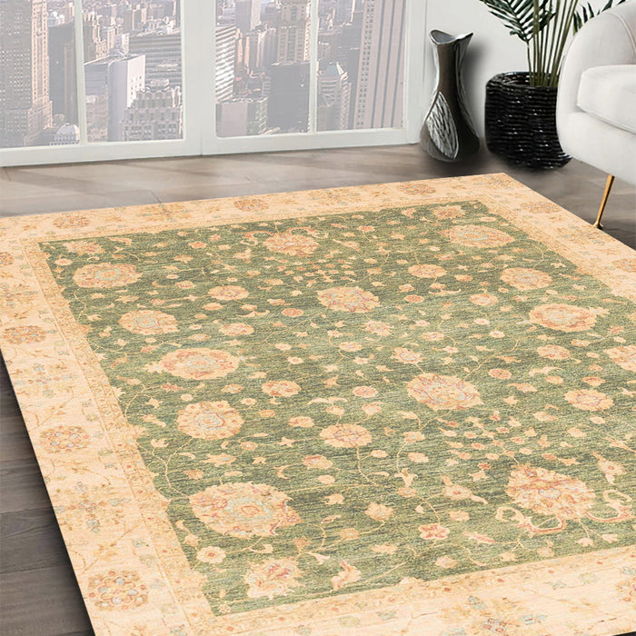Machine Washable Abstract Brown Gold Rug in a Family Room, wshabs3834