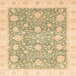 Square Abstract Brown Gold Oriental Rug, abs3834