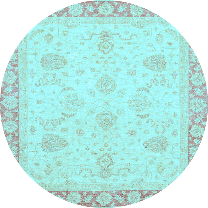 Round Abstract Light Blue Modern Rug, abs3835lblu