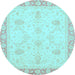 Round Abstract Light Blue Modern Rug, abs3835lblu