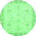 Round Abstract Emerald Green Modern Rug, abs3835emgrn