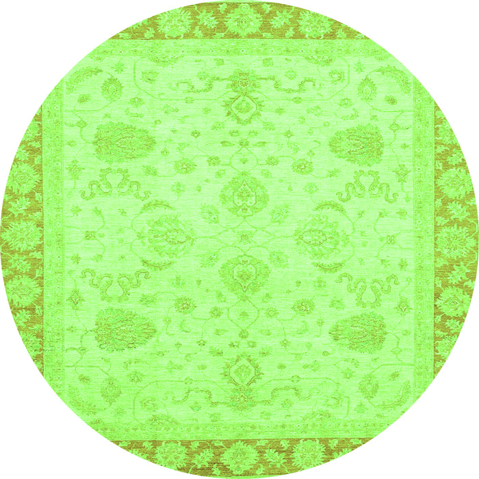 Round Abstract Green Modern Rug, abs3835grn