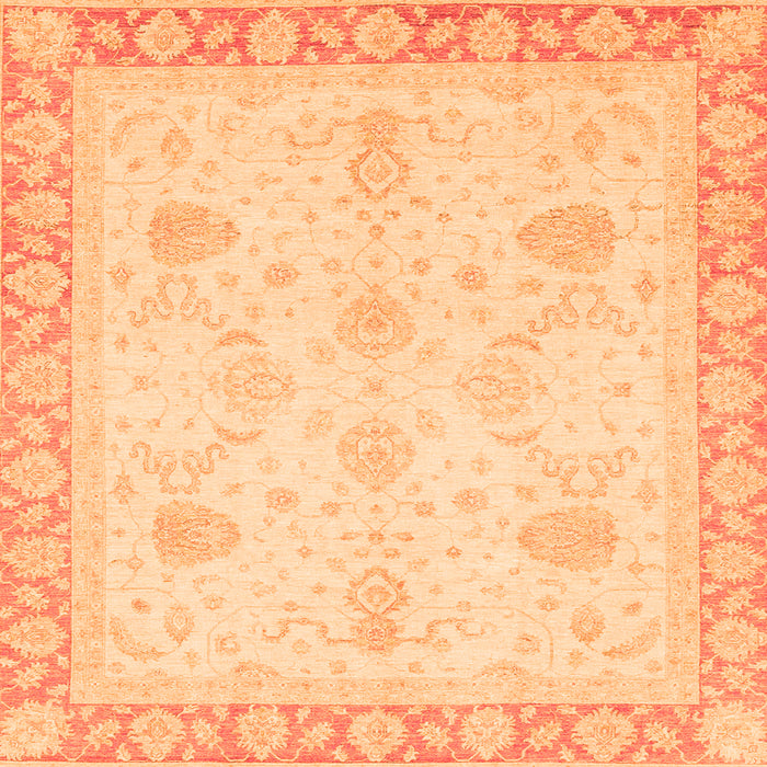 Square Machine Washable Abstract Orange Modern Area Rugs, wshabs3835org