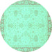 Round Abstract Turquoise Modern Rug, abs3835turq