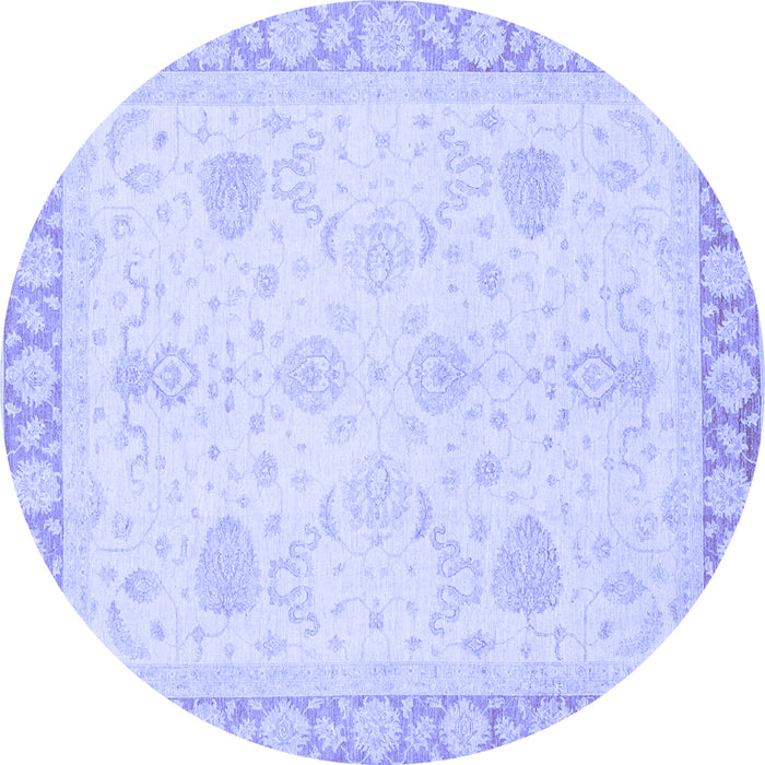 Round Abstract Blue Modern Rug, abs3835blu