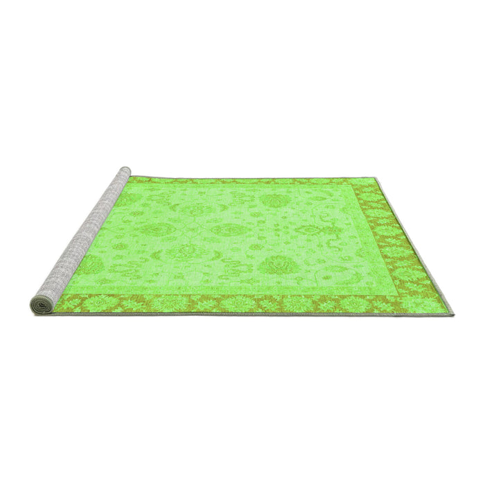 Sideview of Machine Washable Abstract Green Modern Area Rugs, wshabs3835grn