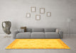 Machine Washable Abstract Yellow Modern Rug in a Living Room, wshabs3835yw