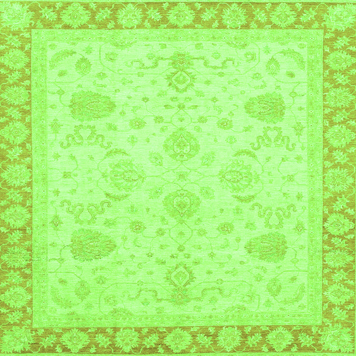 Square Machine Washable Abstract Green Modern Area Rugs, wshabs3835grn