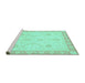 Sideview of Machine Washable Abstract Turquoise Modern Area Rugs, wshabs3835turq