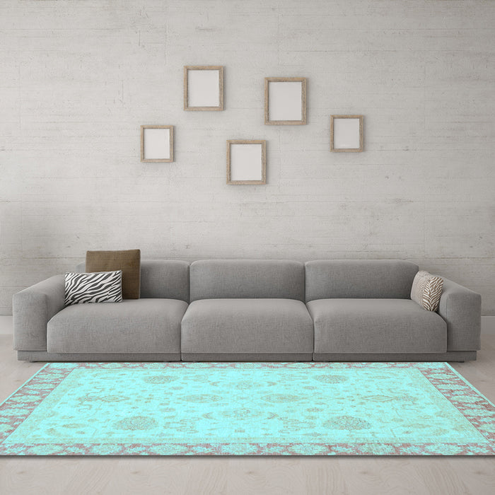 Machine Washable Abstract Light Blue Modern Rug in a Living Room, wshabs3835lblu