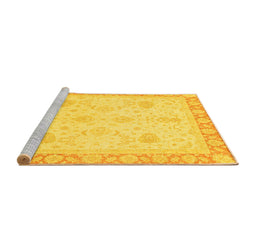 Sideview of Machine Washable Abstract Yellow Modern Rug, wshabs3835yw