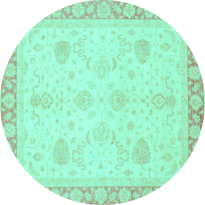 Round Machine Washable Abstract Turquoise Modern Area Rugs, wshabs3835turq