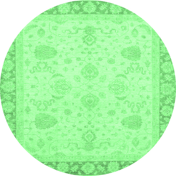 Round Machine Washable Abstract Emerald Green Modern Area Rugs, wshabs3835emgrn