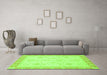 Machine Washable Abstract Green Modern Area Rugs in a Living Room,, wshabs3835grn