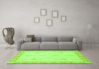 Machine Washable Abstract Green Modern Rug, wshabs3835grn