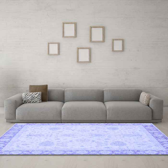 Machine Washable Abstract Blue Modern Rug in a Living Room, wshabs3835blu