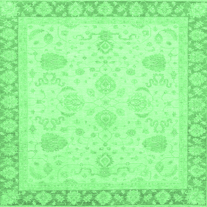 Square Abstract Emerald Green Modern Rug, abs3835emgrn