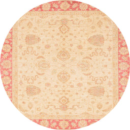 Round Abstract Brown Gold Modern Rug, abs3835
