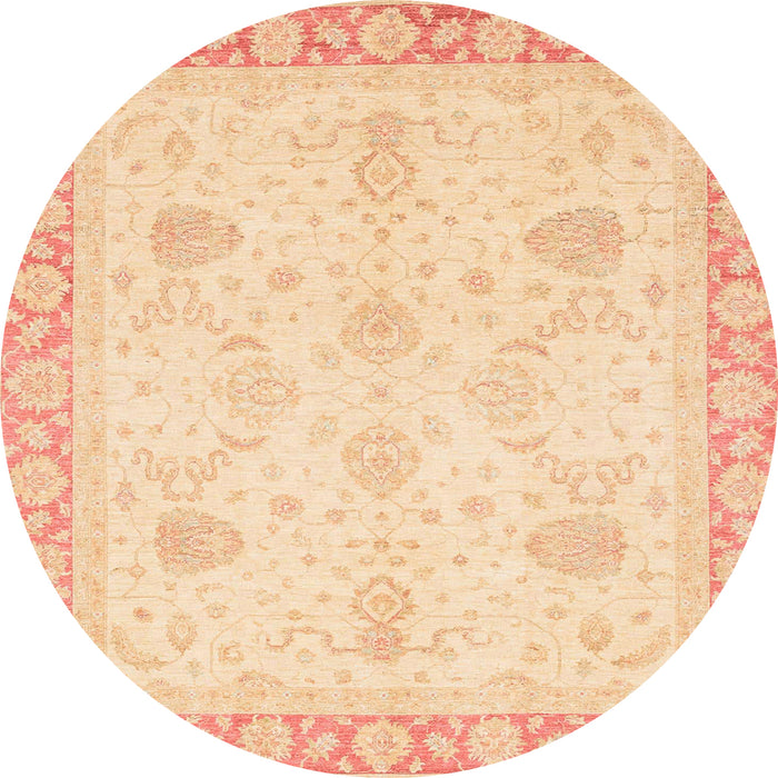 Round Abstract Brown Gold Modern Rug, abs3835