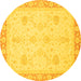 Round Abstract Yellow Modern Rug, abs3835yw