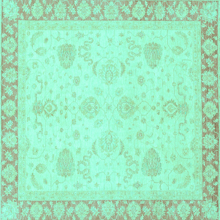 Square Machine Washable Abstract Turquoise Modern Area Rugs, wshabs3835turq