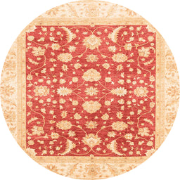 Round Abstract Bright Orange Modern Rug, abs3836