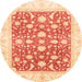 Round Abstract Bright Orange Modern Rug, abs3836