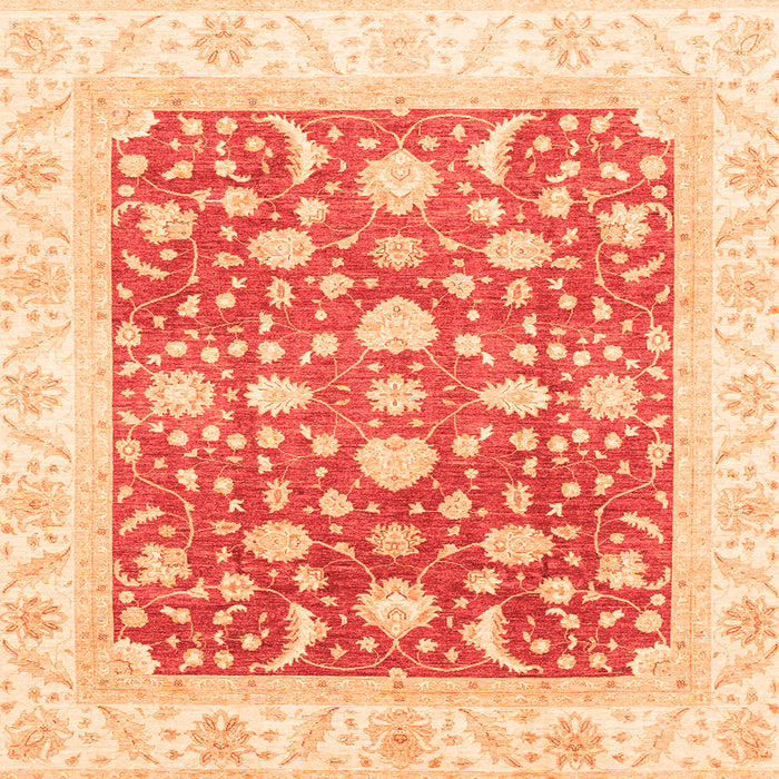 Square Machine Washable Abstract Orange Modern Area Rugs, wshabs3836org
