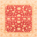 Square Machine Washable Abstract Orange Modern Area Rugs, wshabs3836org