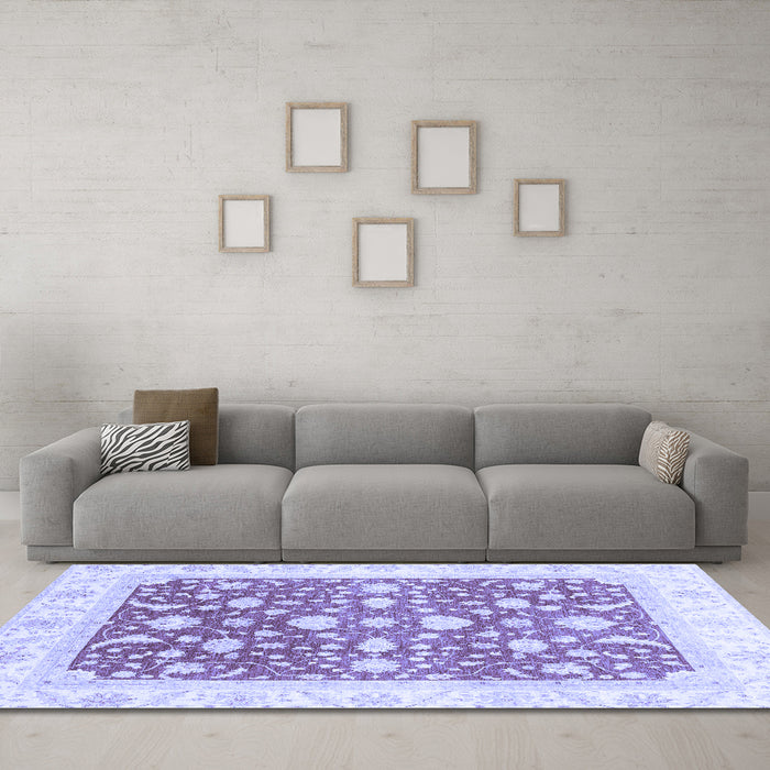 Machine Washable Abstract Blue Modern Rug in a Living Room, wshabs3836blu