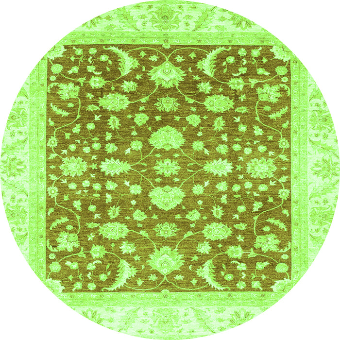 Round Machine Washable Abstract Green Modern Area Rugs, wshabs3836grn