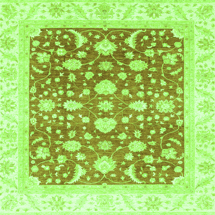 Square Machine Washable Abstract Green Modern Area Rugs, wshabs3836grn