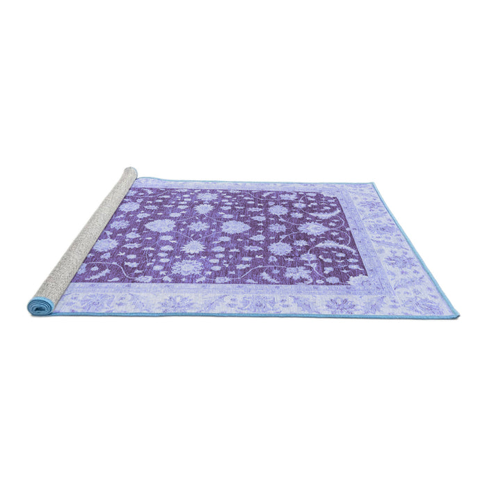 Sideview of Machine Washable Abstract Blue Modern Rug, wshabs3836blu